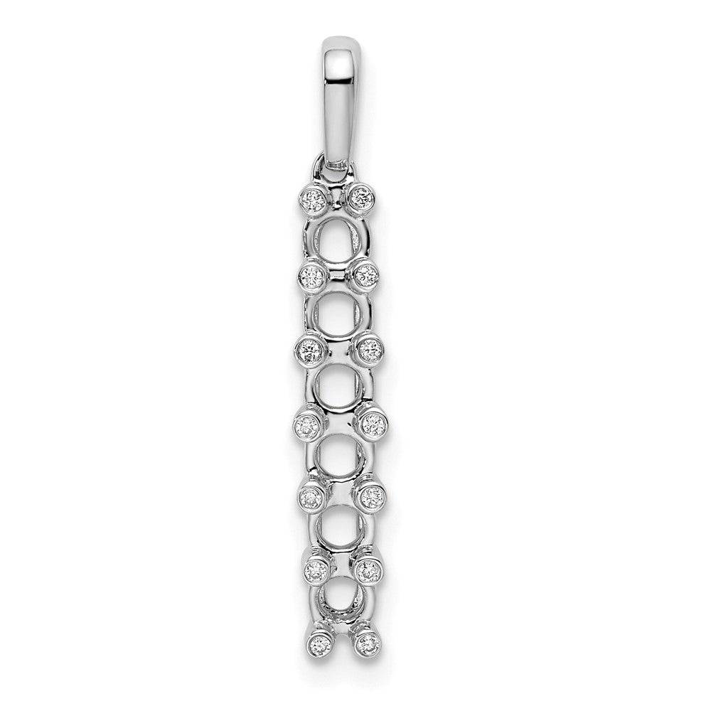 14K White Gold Family Jewelry Genuine Stone & Diamond Set Pendant