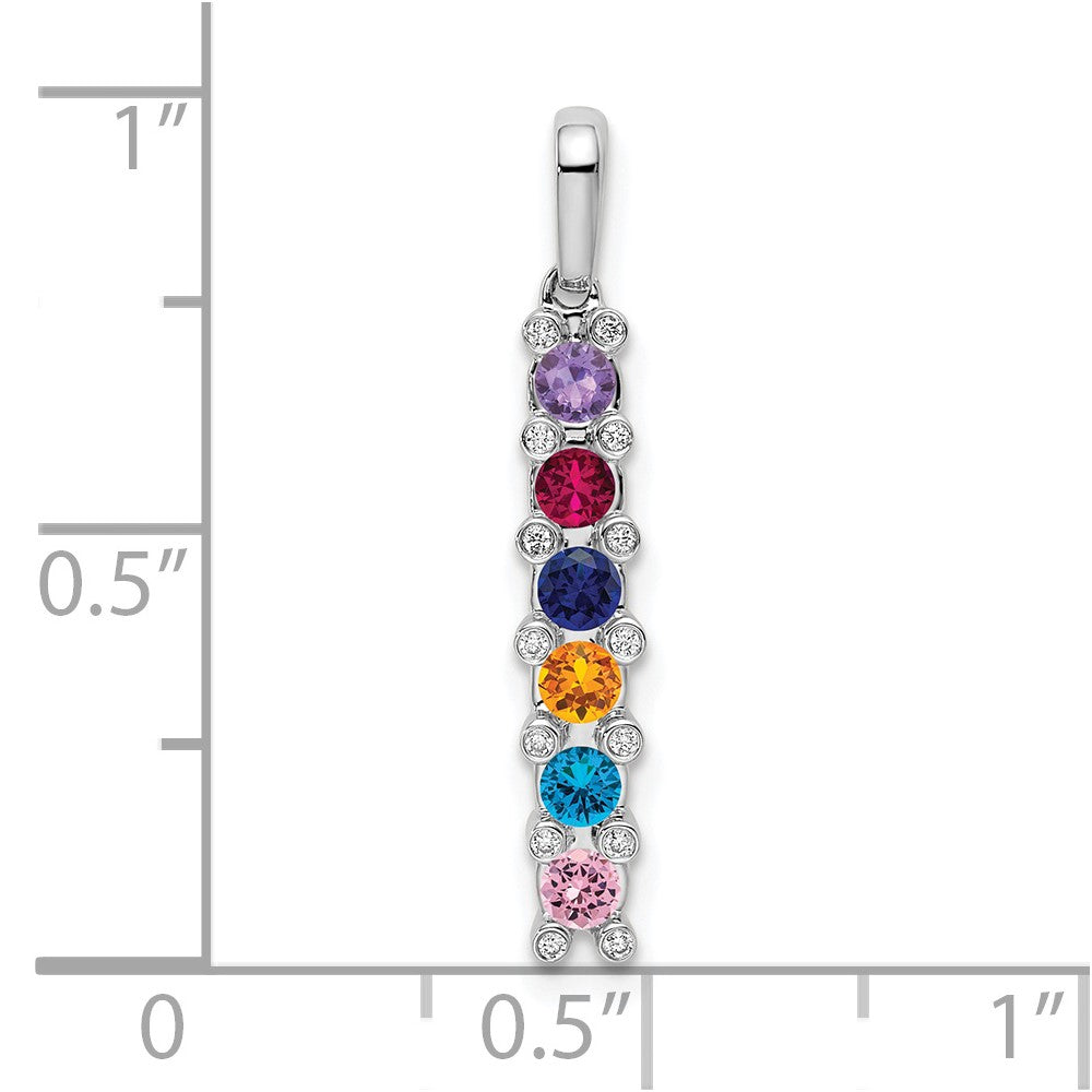 14K White Gold Family Jewelry Genuine Stone & Diamond Set Pendant