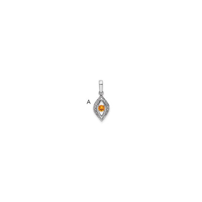 14K White Gold Family Jewelry Genuine Stone & Diamond Set Pendant