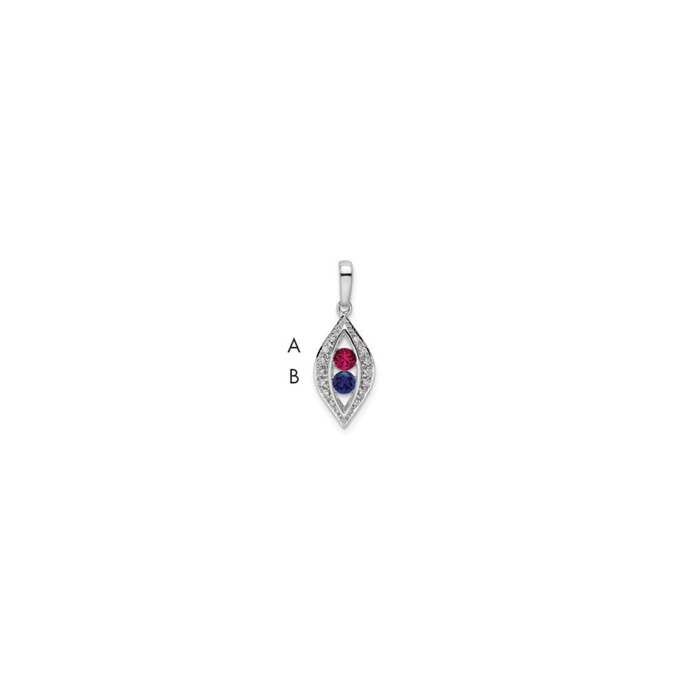 14K White Gold Family Jewelry Synthetic Stone & Diamond Set Pendant