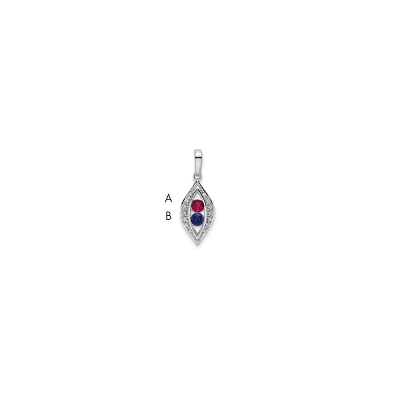 14K White Gold Family Jewelry Synthetic Stone & Diamond Set Pendant