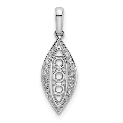 14K White Gold Family Jewelry Genuine Stone & Diamond Set Pendant