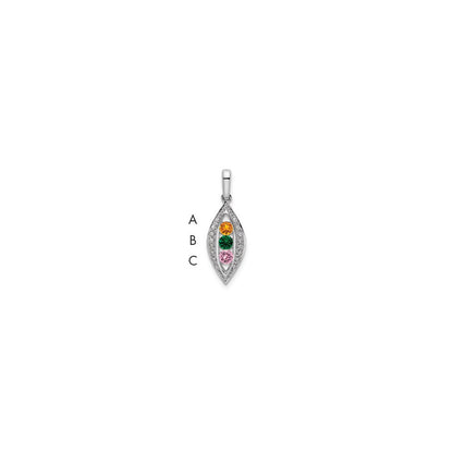 14K White Gold Family Jewelry Genuine Stone & Diamond Set Pendant