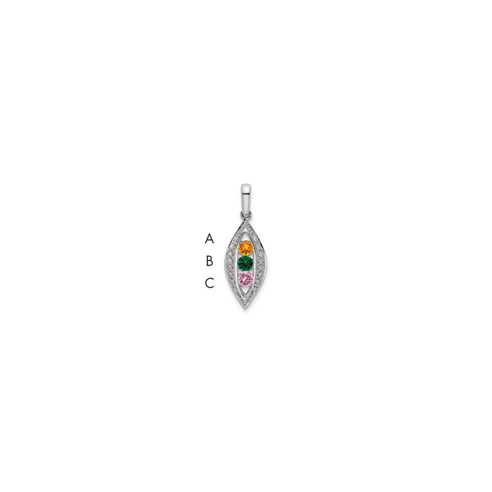 14K White Gold Family Jewelry Synthetic Stone & Diamond Set Pendant