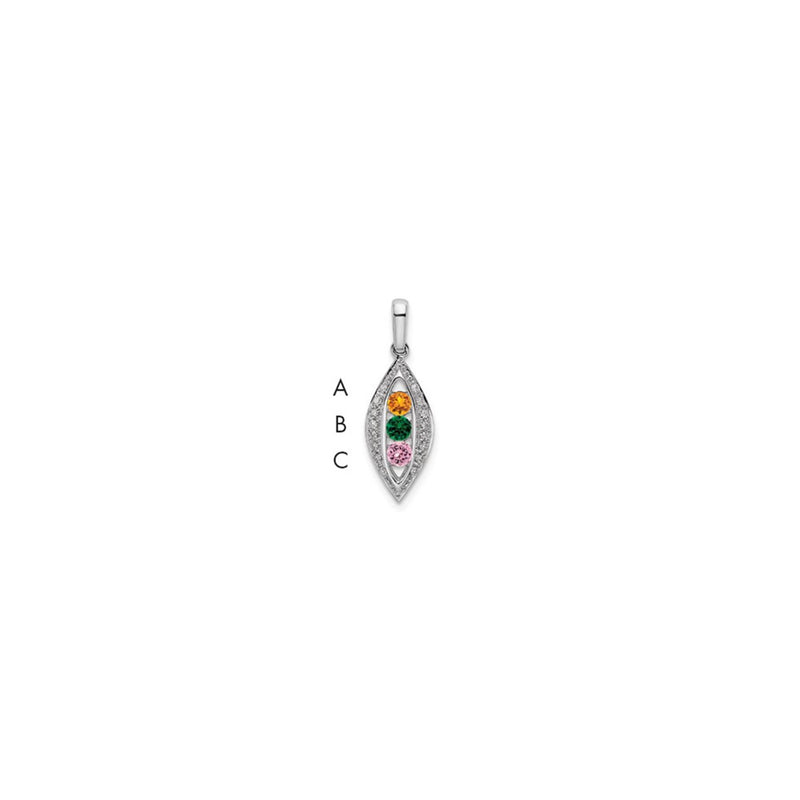 14K White Gold Family Jewelry Synthetic Stone & Diamond Set Pendant