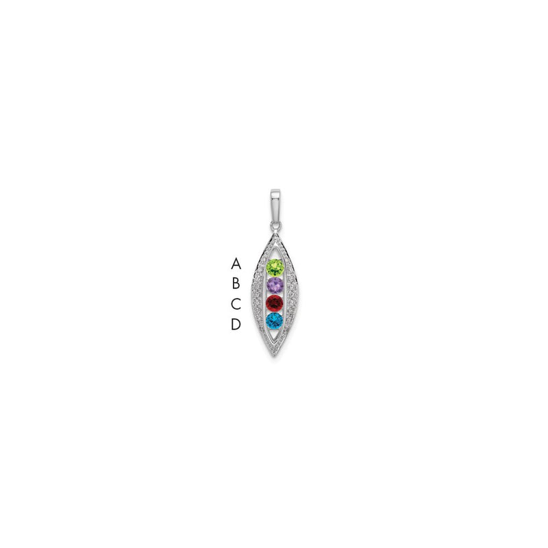 14K White Gold Family Jewelry Synthetic Stone & Diamond Set Pendant