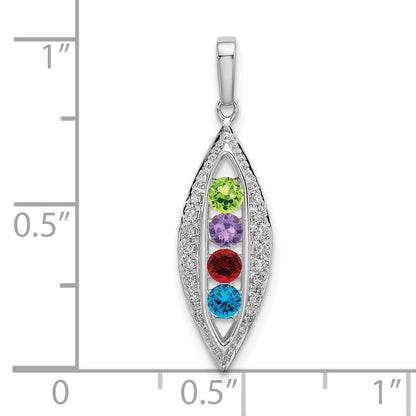 14K White Gold Family Jewelry Genuine Stone & Diamond Set Pendant