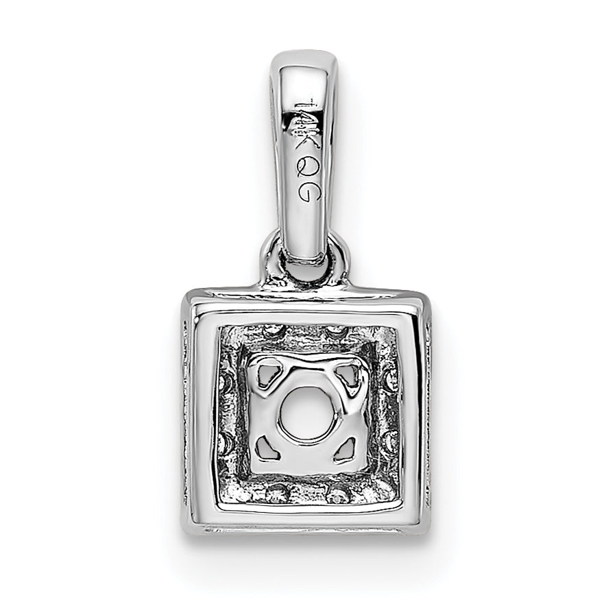 14k White Gold Family Jewelry Diamond Semi-Set Pendant