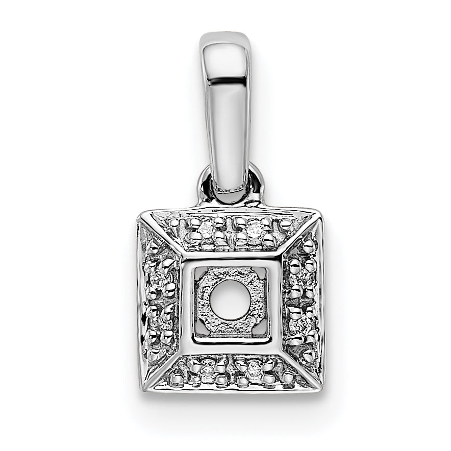 14k White Gold Family Jewelry Diamond Semi-Set Pendant