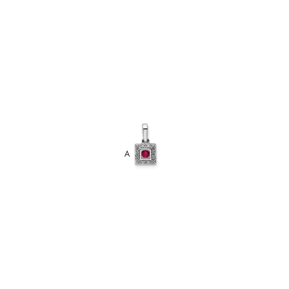 14K White Gold Family Jewelry Genuine Stone & Diamond Set Pendant