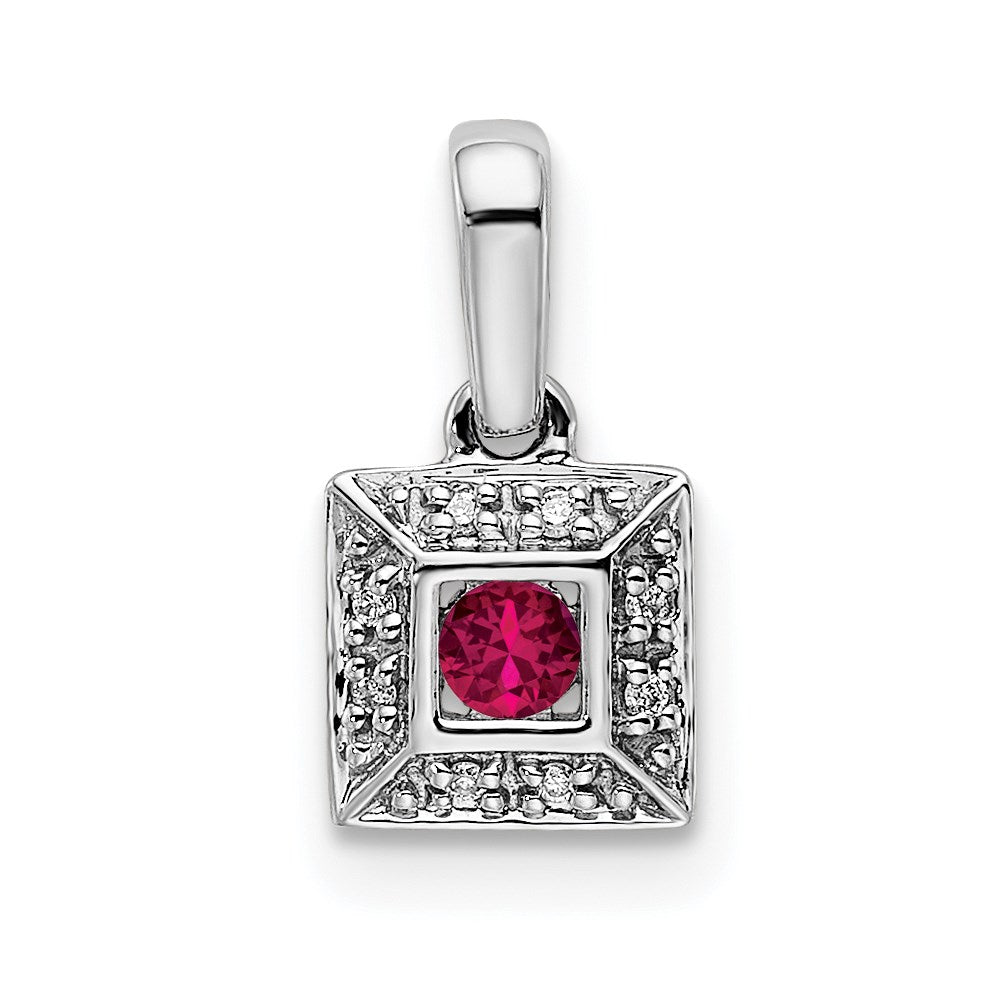 14K White Gold Family Jewelry Genuine Stone & Diamond Set Pendant