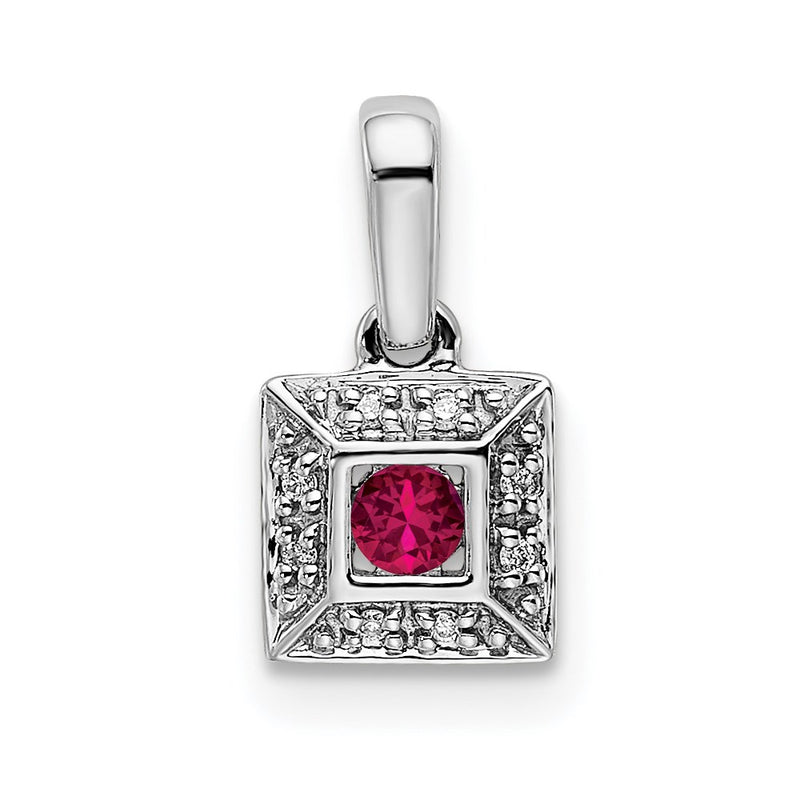 14K White Gold Family Jewelry Genuine Stone & Diamond Set Pendant