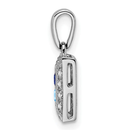 14K White Gold Family Jewelry Genuine Stone & Diamond Set Pendant