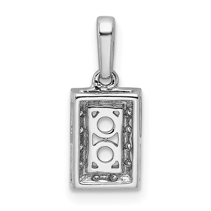 14K White Gold Family Jewelry Synthetic Stone & Diamond Set Pendant