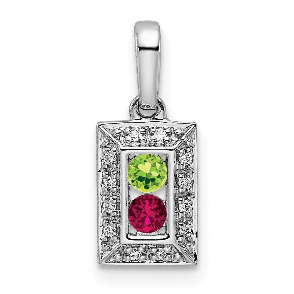 14K White Gold Family Jewelry Genuine Stone & Diamond Set Pendant