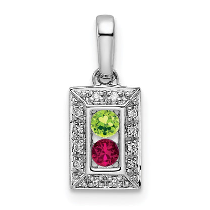 14K White Gold Family Jewelry Genuine Stone & Diamond Set Pendant