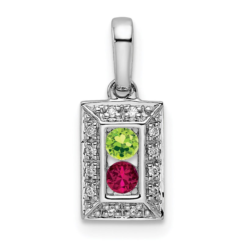 14K White Gold Family Jewelry Genuine Stone & Diamond Set Pendant