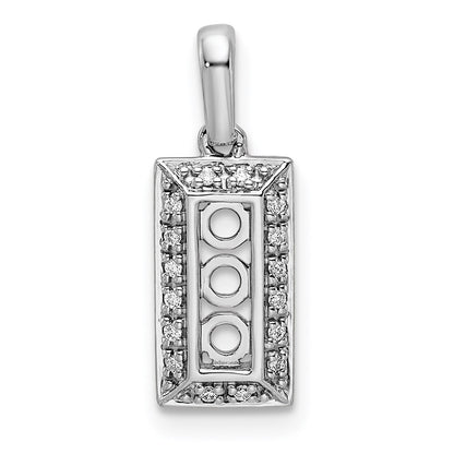 14K White Gold Family Jewelry Genuine Stone & Diamond Set Pendant
