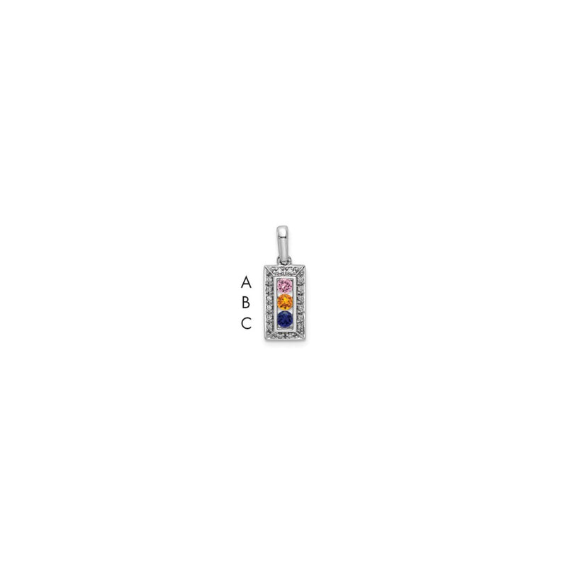 14K White Gold Family Jewelry Synthetic Stone & Diamond Set Pendant