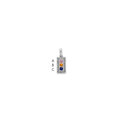 14K White Gold Family Jewelry Genuine Stone & Diamond Set Pendant
