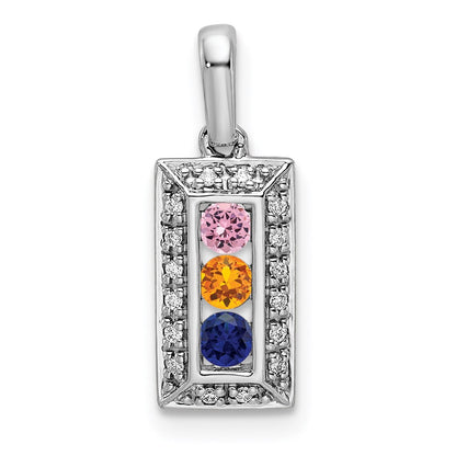14K White Gold Family Jewelry Genuine Stone & Diamond Set Pendant