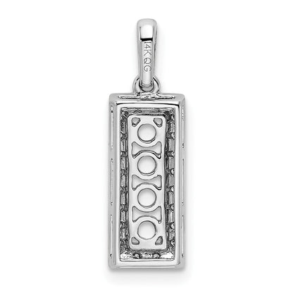 14K White Gold Family Jewelry Synthetic Stone & Diamond Set Pendant