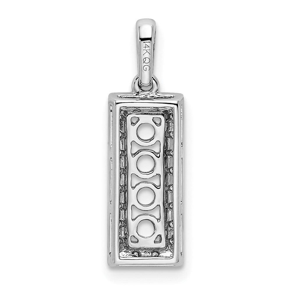14K White Gold Family Jewelry Synthetic Stone & Diamond Set Pendant