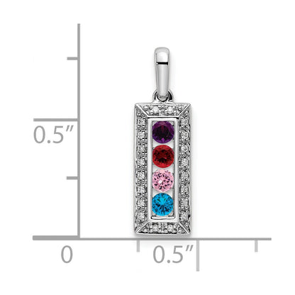 14K White Gold Family Jewelry Genuine Stone & Diamond Set Pendant