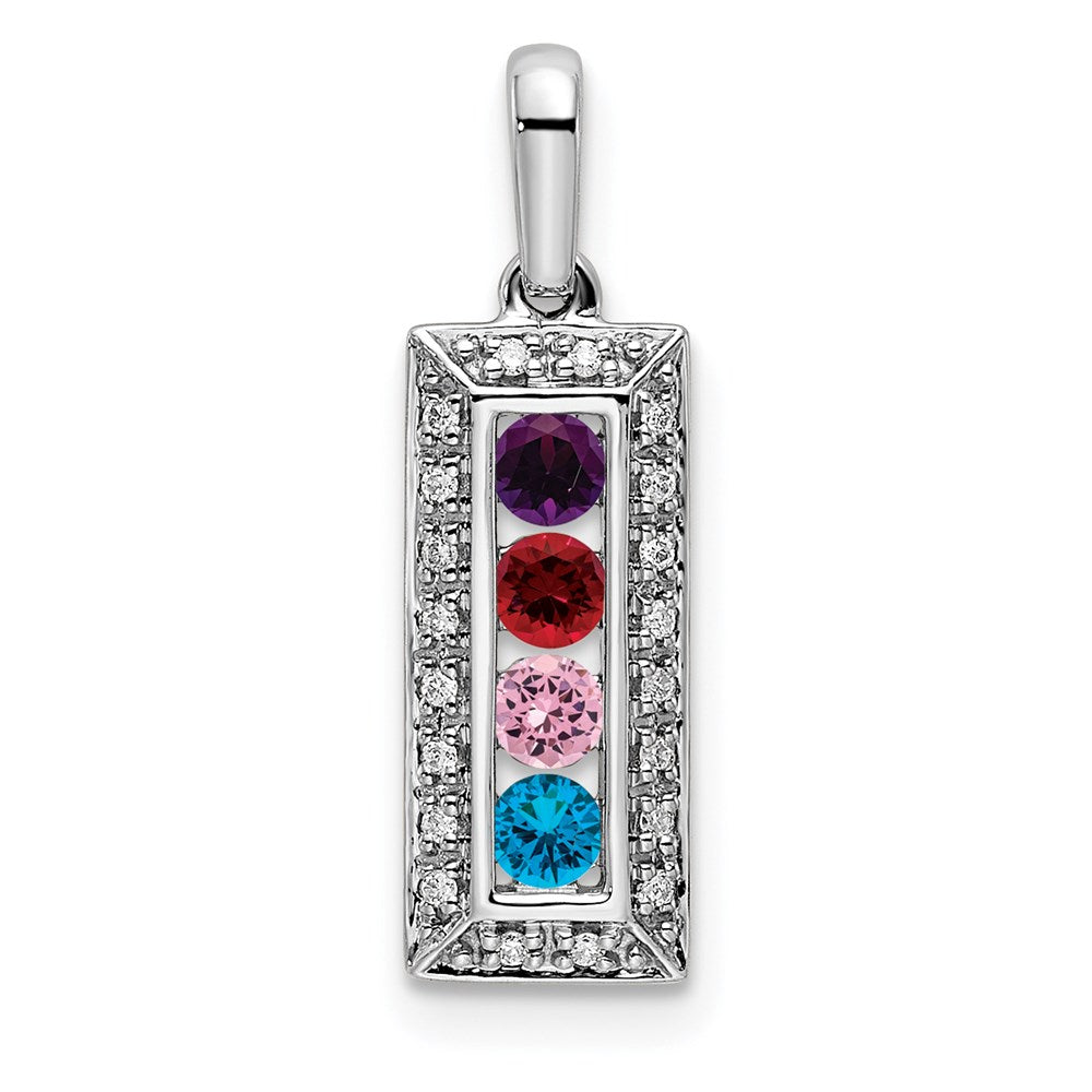 14K White Gold Family Jewelry Genuine Stone & Diamond Set Pendant