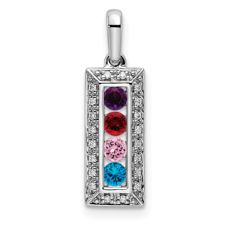 14K White Gold Family Jewelry Genuine Stone & Diamond Set Pendant
