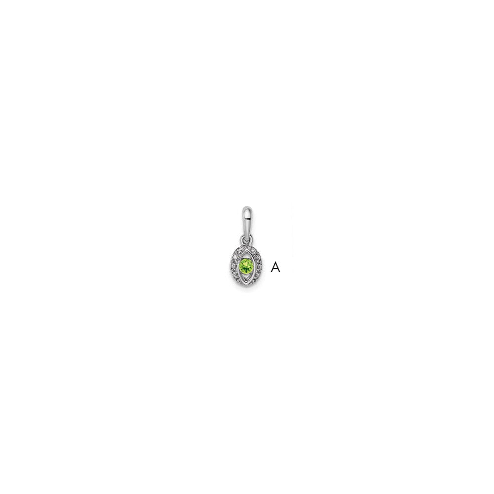 14K White Gold Family Jewelry Genuine Stone & Diamond Set Pendant