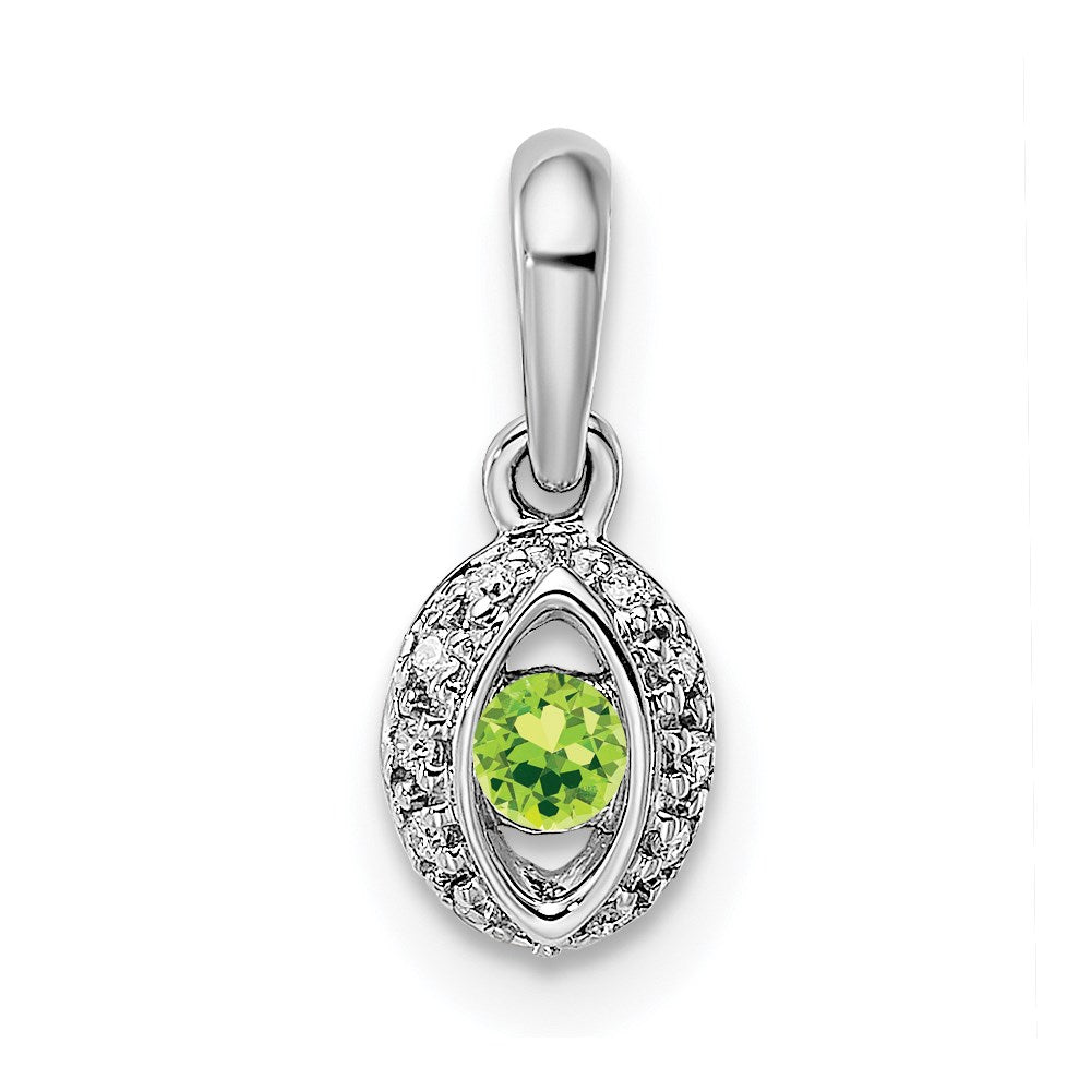 14K White Gold Family Jewelry Genuine Stone & Diamond Set Pendant