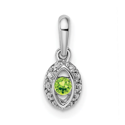14K White Gold Family Jewelry Genuine Stone & Diamond Set Pendant