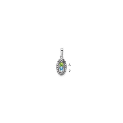 14K White Gold Family Jewelry Genuine Stone & Diamond Set Pendant