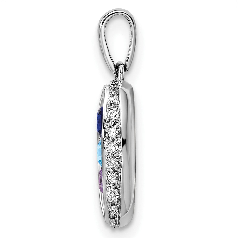 14K White Gold Family Jewelry Genuine Stone & Diamond Set Pendant