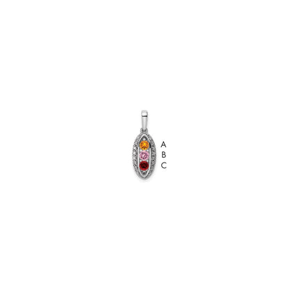 14K White Gold Family Jewelry Genuine Stone & Diamond Set Pendant