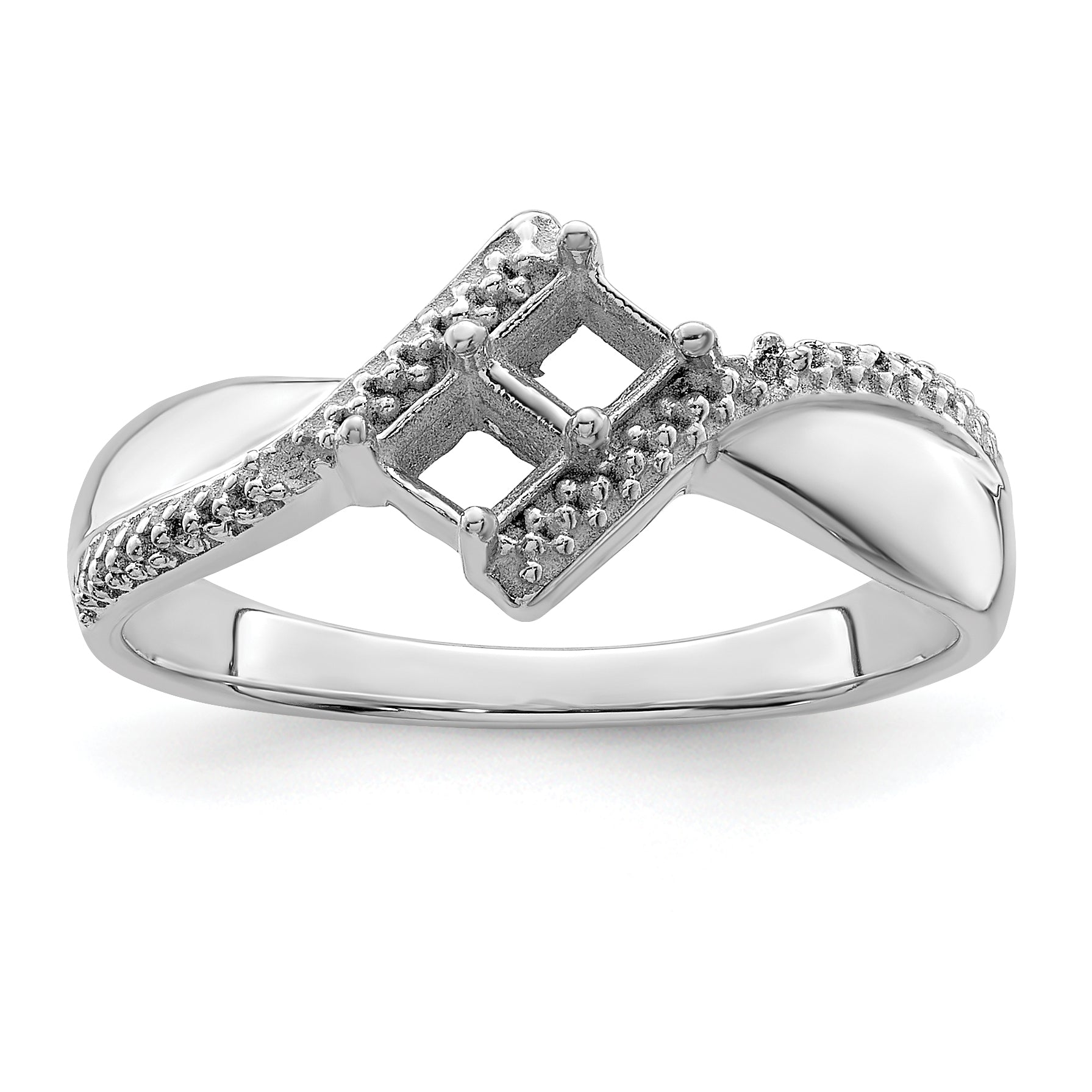 14K White Gold Personalized 2 Name Diamond And Genuine Stone Couple'S Ring
