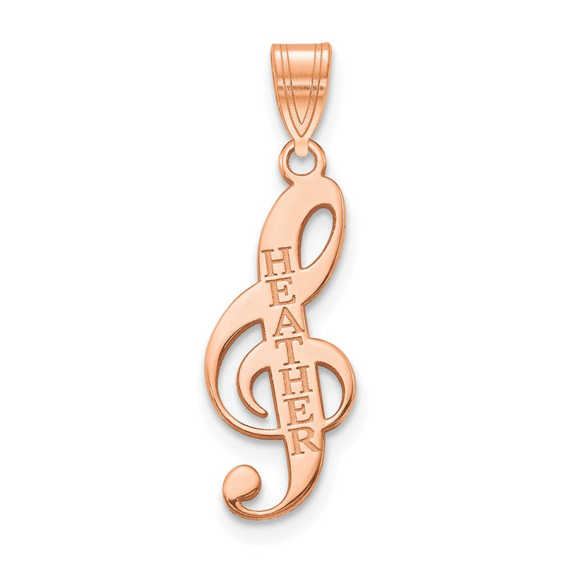 14K Rose Gold Personalized Music Note Pendant