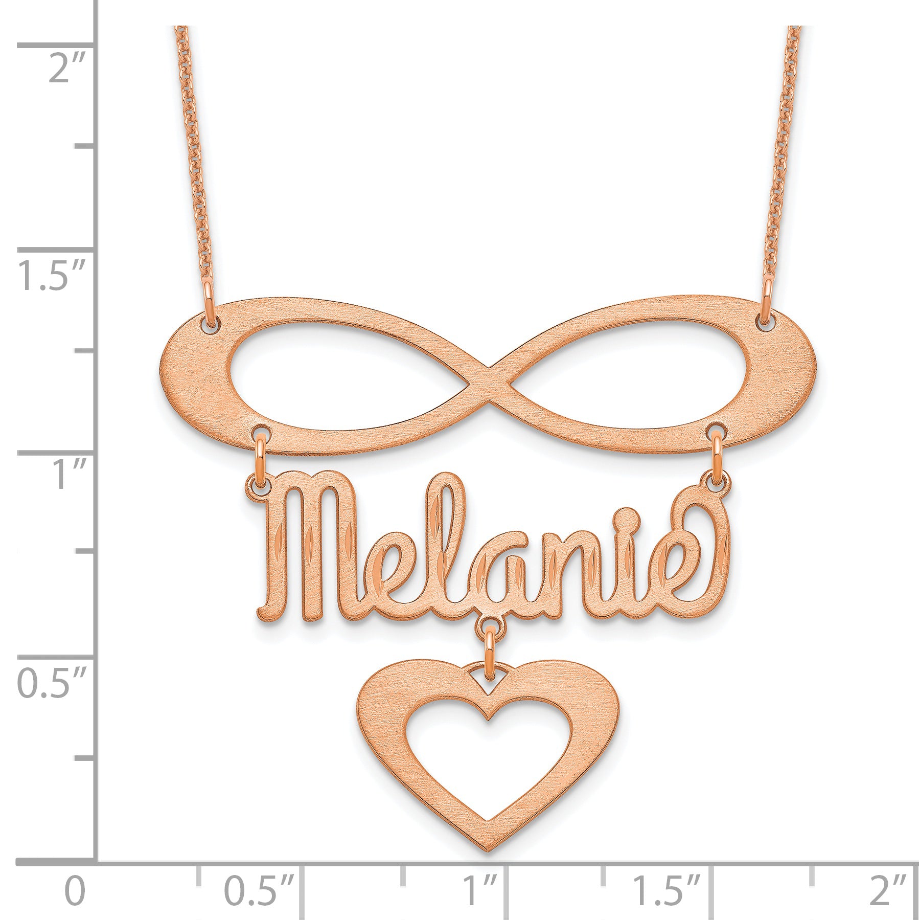 14K Rose Gold Brushed Infinity/Heart And Name Necklace