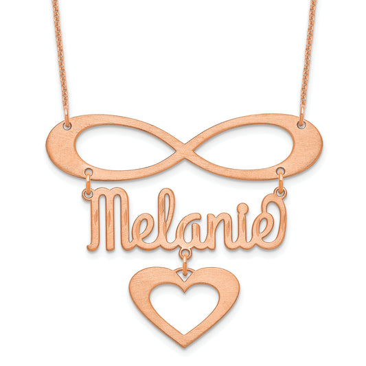 14K Rose Gold Brushed Infinity/Heart And Name Necklace