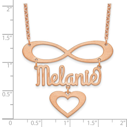 Rose Plated Brushed Infinity/Heart And Name Necklace