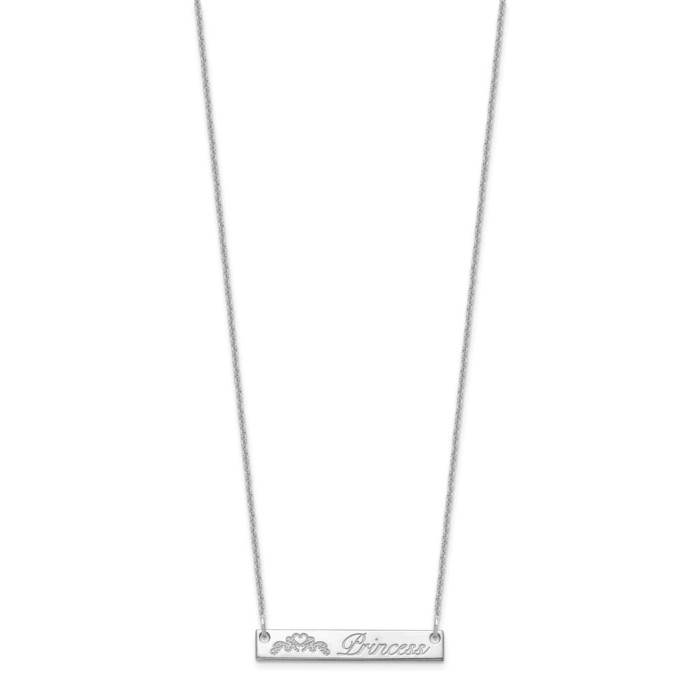 14K White Gold Small Customized Bar Necklace