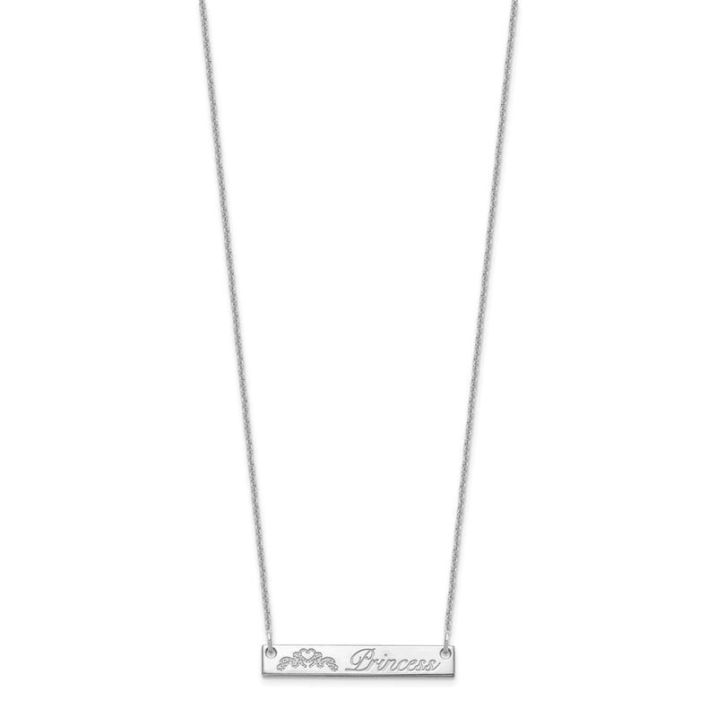 14K White Gold Small Customized Bar Necklace