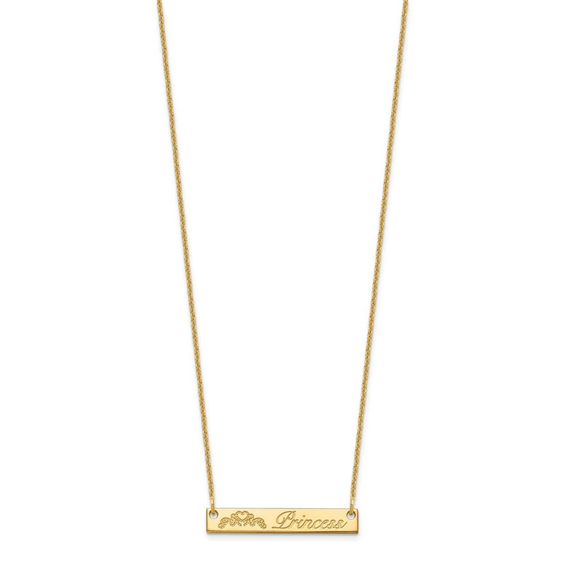 14K Yellow Gold Small Customized Bar Necklace