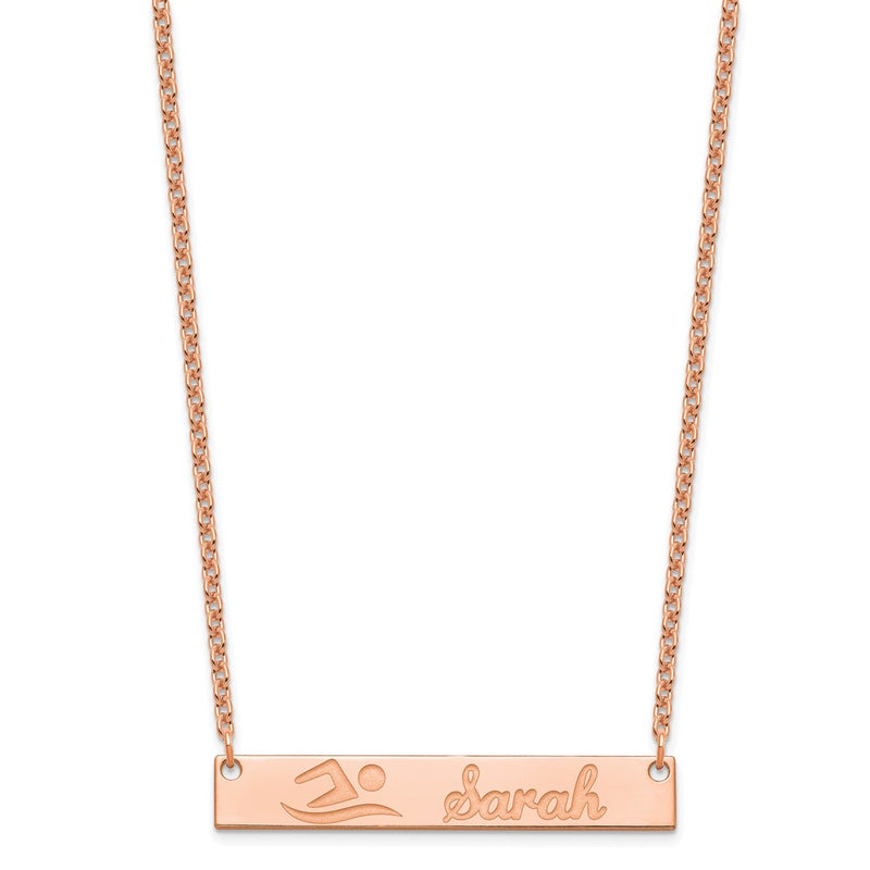 Rose Plated Sterling Silver/Rose Medium Customized Bar Necklace