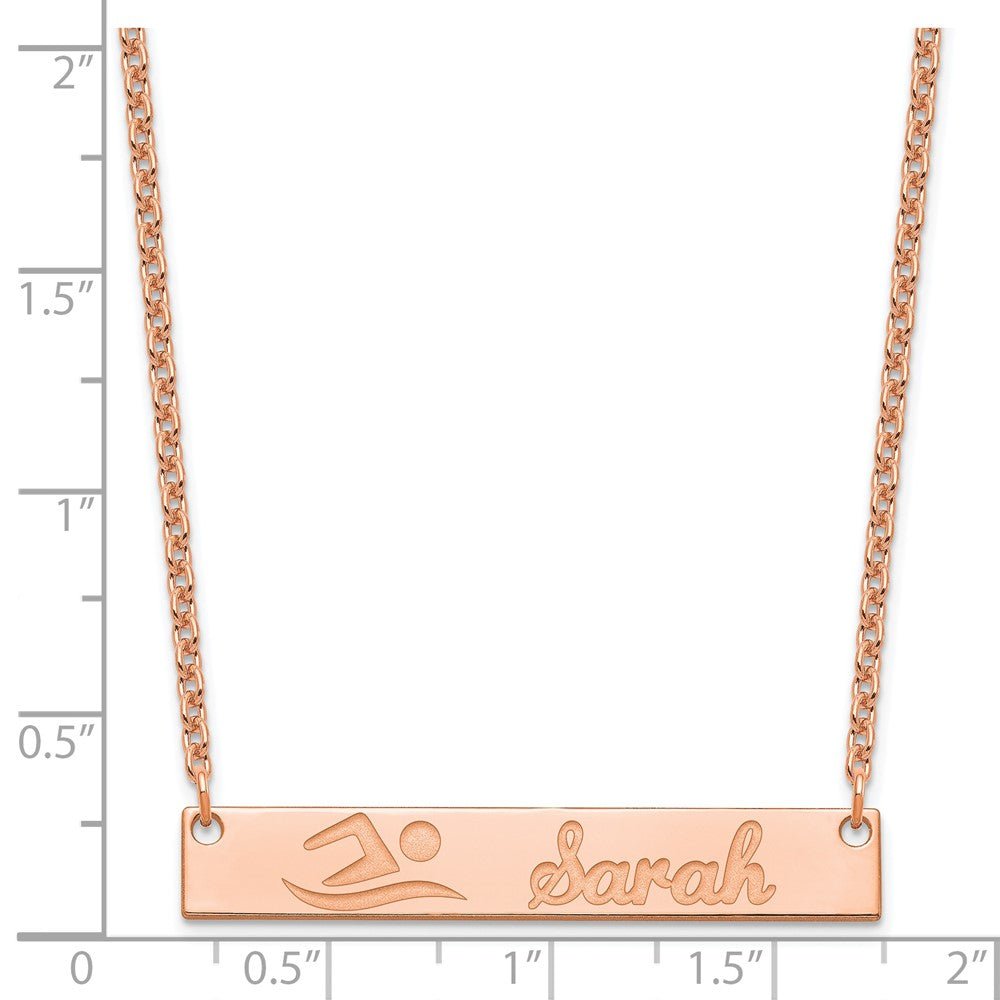 Rose Plated Sterling Silver/Rose Medium Customized Bar Necklace