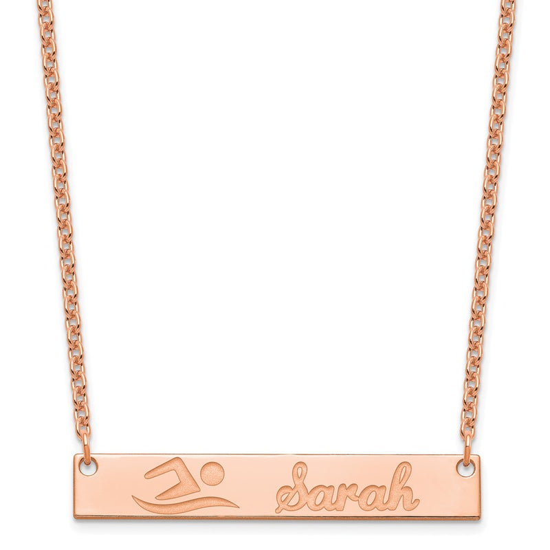 Rose Plated Sterling Silver/Rose Medium Customized Bar Necklace