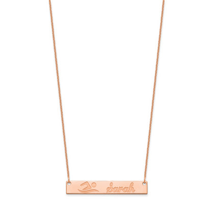 14K Rose Gold Medium Customized Bar Necklace