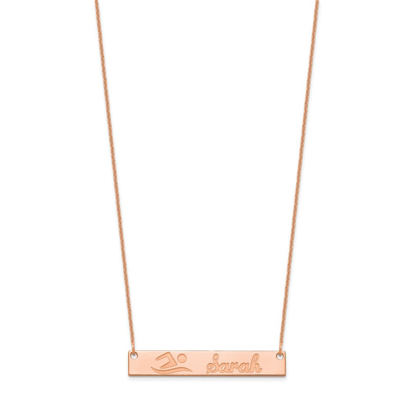 14K Rose Gold Medium Customized Bar Necklace