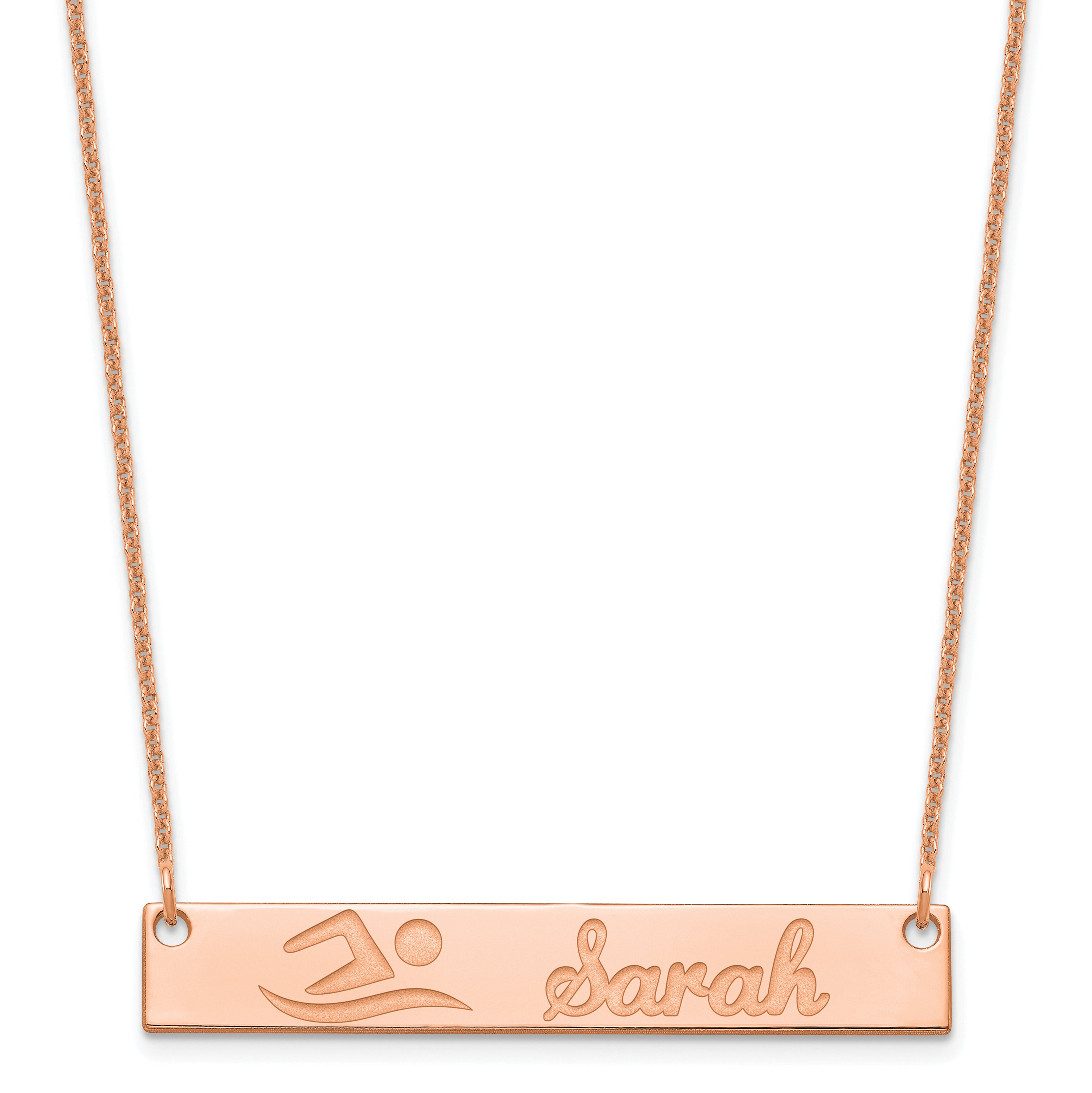14K Rose Gold Medium Customized Bar Necklace